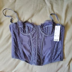 BNWT Urban Outfitters Out From Under Modern Love Corset in Slate Blue